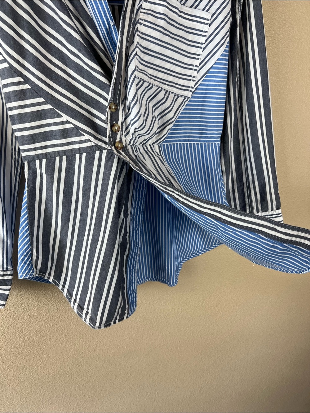 Pilcro Reworked Mixed Stripe Buttondown Shirt - Picture 9 of 12